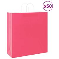 VidaXL Papieren zakken 50 st met hengsels 45x17x48 cm roze