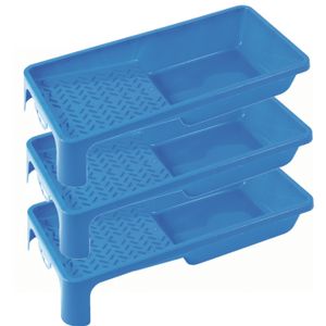 3x stuks verfbakjes voor verfrollers/lakrollers blauw tot 10 cm