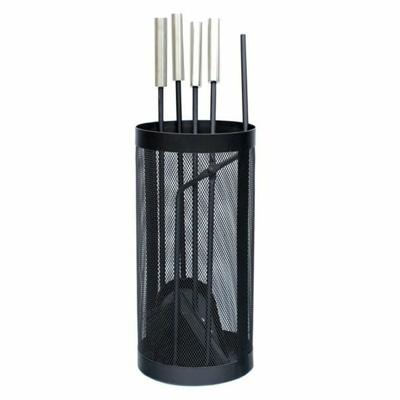 Gerei voor de haard DKD Home Decor Zwart Roestvrij staal Staal 11 x 2 x 51 cm (4 Onderdelen)