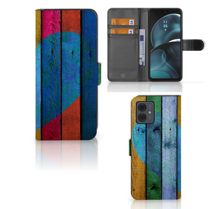 Motorola Moto G14 Book Style Case Wood Heart - Cadeau voor je Vriend