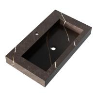 Brauer Coral Wastafel - 80 cm - met 1 Spoelbak en 1 Kraangat - Marmerlook Copper Brown