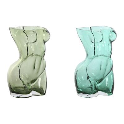 Vaas Home ESPRIT Blauw Groen Kristal 18 x 17 x 28 cm (2 Stuks)