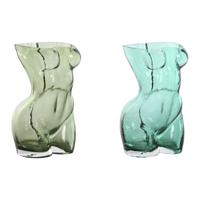 Vaas Home ESPRIT Blauw Groen Kristal 18 x 17 x 28 cm (2 Stuks)
