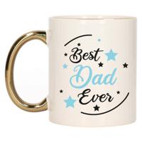 Bellatio Decorations Cadeau koffie/thee mok voor papa - blauw met gouden oor - de beste - Vaderdag - feest mokken