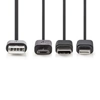 3-in-1-Kabel | USB 2.0 | USB-A Male | Apple Lightning 8-Pins / USB Micro-B Male / USB-C© Male | 48 - thumbnail