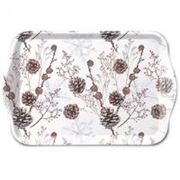 Ambiente tray 13x21cm pine cones wit