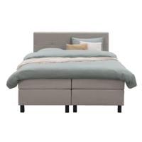 Leen Bakker - Boxspring Liv Geblokt - 180x200 Cm - Vierkante Poot - Stof - Beige