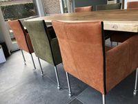 Set van 6 leren kuip eetkamerstoelen - met wieltjes - diverse kleuren - Echt leer, Modern, ontdek de vele Leersoorten en Kleuren bij ShopX