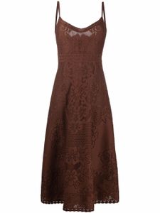 Valentino Garavani robe sans manches mi-longue à fleurs - Marron