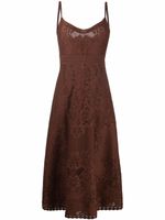 Valentino Garavani robe sans manches mi-longue à fleurs - Marron