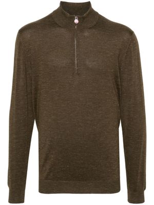 Kiton pull chiné à col montant - Vert