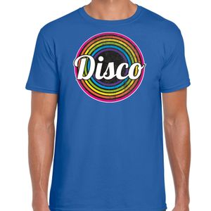 Disco verkleed t-shirt voor heren - disco - blauw - jaren 80/80's - carnaval/foute party