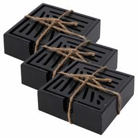 Onderzetters voor glazen - 16x - Vierkant - hout - zwart - 10 x 10 cm