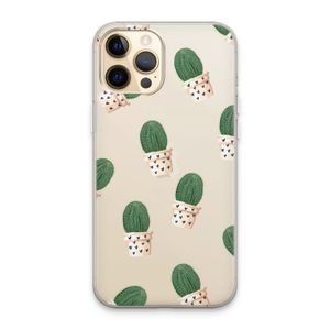 Cactusprint roze: iPhone 13 Pro Max Transparant Hoesje