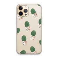 Cactusprint roze: iPhone 13 Pro Max Transparant Hoesje