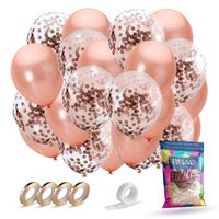 Fissaly® 40 stuks Rose Goud Helium Ballonnen met Lint – Verjaardag Versiering - Decoratie - Papieren Confetti - thumbnail