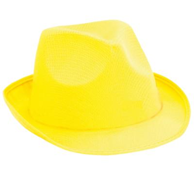 Verkleed trilby hoedje - geel - polyester - volwassenen - Carnaval feest hoed Verkleed trilby hoedje - geel - polyester - volwassenen - Carnaval feest hoed