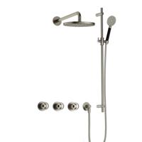 Hotbath Cobber - CW7067 - Inbouw Regendoucheset - Geborsteld Nikkel - 2 Stopkranen - Thermostatisch - Wandarm 40 cm - Hoofddouche 200 mm - Ronde Handdouche 3 Standen - Glijstang 900 mm - Waterbesparend