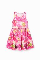 Korte jurk met aquarelbloemen - RED - 13/14