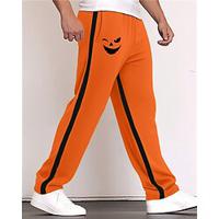 Voor heren Joggingbroeken Joggingbroek met wijde pijpen Broek Lapwerk Zak Trekkoord Kleurenblok Pompoen Comfort Halloween Buitensporten Dagelijks Modieus Casual Zwart Wit Micro-elastisch Lightinthebox