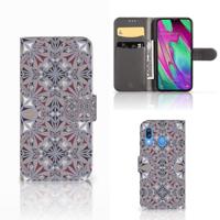 Samsung Galaxy A40 | Bookcase | Flower Tiles