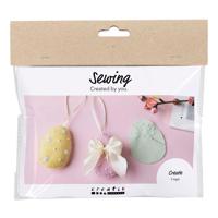 Creativ Company Mini hobbyset naaien paaseieren pastelkleuren