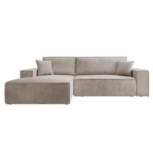 NADUVI Collection Galine Hoekbank met Chaise Longue Links met Slaapfunctie - Ribstof - Beige