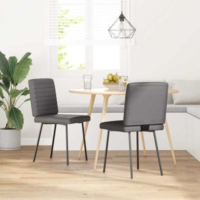 Eetkamerstoelen 2 st kunstleer grijs
