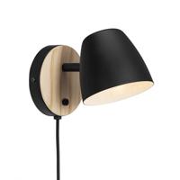 Nordlux MuurlampjeTheo zwart met hout - 2112631003