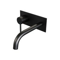 Inbouw Wastafelmengkraan Brauer Black Carving Coldstart Gebogen Uitloop Ronde Hendel Links Mat Zwart Met Afdekplaat