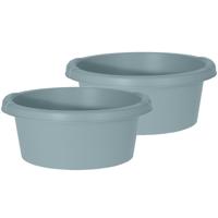 Excellent Houseware afwasteil/afwasbak - Set van 2x stuks - groen - rond - kunststof - 6 liter