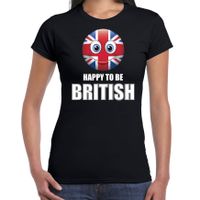 Verenigd Koninkrijk emoticon Happy to be British landen t-shirt zwart dames