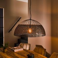 LifestyleFurn Hanglamp Yamileth Ø80cm - Zwart Bruin - thumbnail