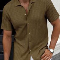 Bon&Bon Men's Brown Short Sleeve Casual Shirt | Lapel Collar Top Brown / XXL