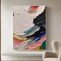 handgemaakt 3D kleurrijk olieverfschilderij op canvas groot handgeschilderd abstract getextureerd paletmes boho olieverfschilderij muurkunst op maat eigentijds minimalistisch kunstwerk voor woonkamer Lightinthebox - thumbnail