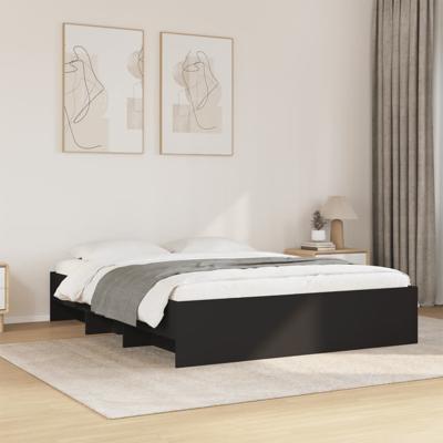 Bedframe bewerkt hout zwart 150x200 cm