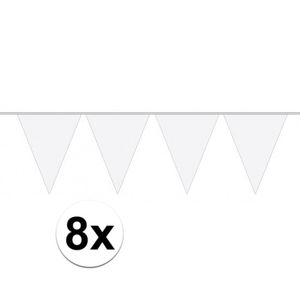 8 stuks Vlaggenlijnen/slingers XXL wit 10 meter