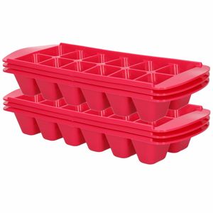 6x stuks Ijsblokjes/ijsklontjes bakjes roze 29 x 11 cm