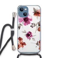 Geschilderde bloemen: iPhone 13 Transparant Hoesje met koord