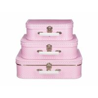 Speelgoed koffertje roze met stippen wit 30 cm