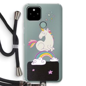 Regenboog eenhoorn: Pixel 5 Transparant Hoesje met koord