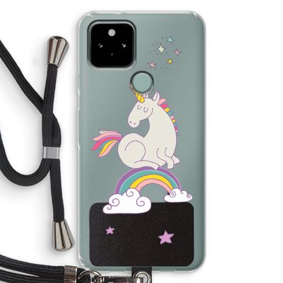 Regenboog eenhoorn: Pixel 5 Transparant Hoesje met koord