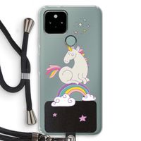 Regenboog eenhoorn: Pixel 5 Transparant Hoesje met koord