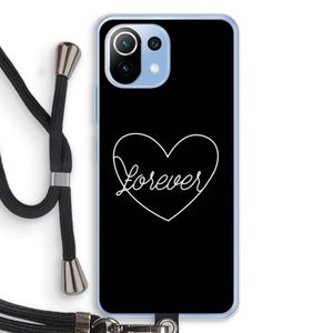 Forever heart black: Xiaomi Mi 11 Lite Transparant Hoesje met koord