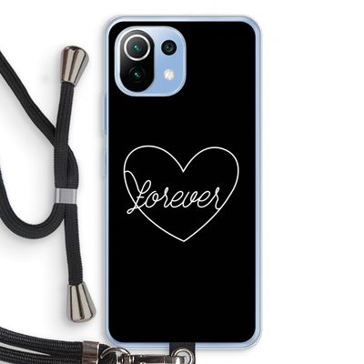 Forever heart black: Xiaomi Mi 11 Lite Transparant Hoesje met koord