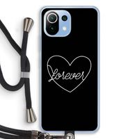 Forever heart black: Xiaomi Mi 11 Lite Transparant Hoesje met koord