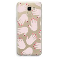 Hands pink: Samsung Galaxy J6 (2018) Transparant Hoesje - thumbnail