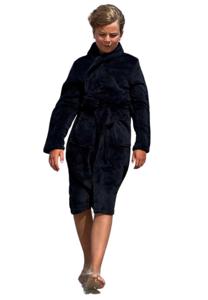 Zwarte kinderbadjas fleece-134/140 (L)