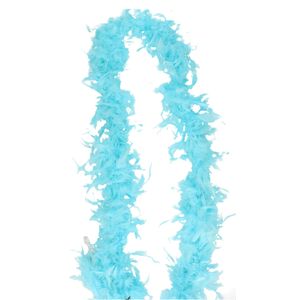 Atosa Carnaval verkleed boa met veren - ijsblauw - 180 cm - 45 gram - Glitter and Glamour   -