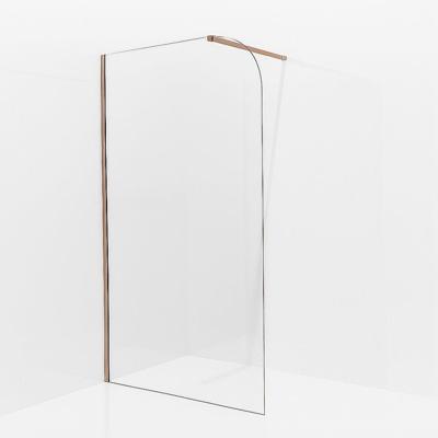 Fortifura Galeria Inloopdouche - 100x200cm - afgeronde glaswand - helder glas - wandarm - geborsteld koper (Koper) SW1245010/SW876702